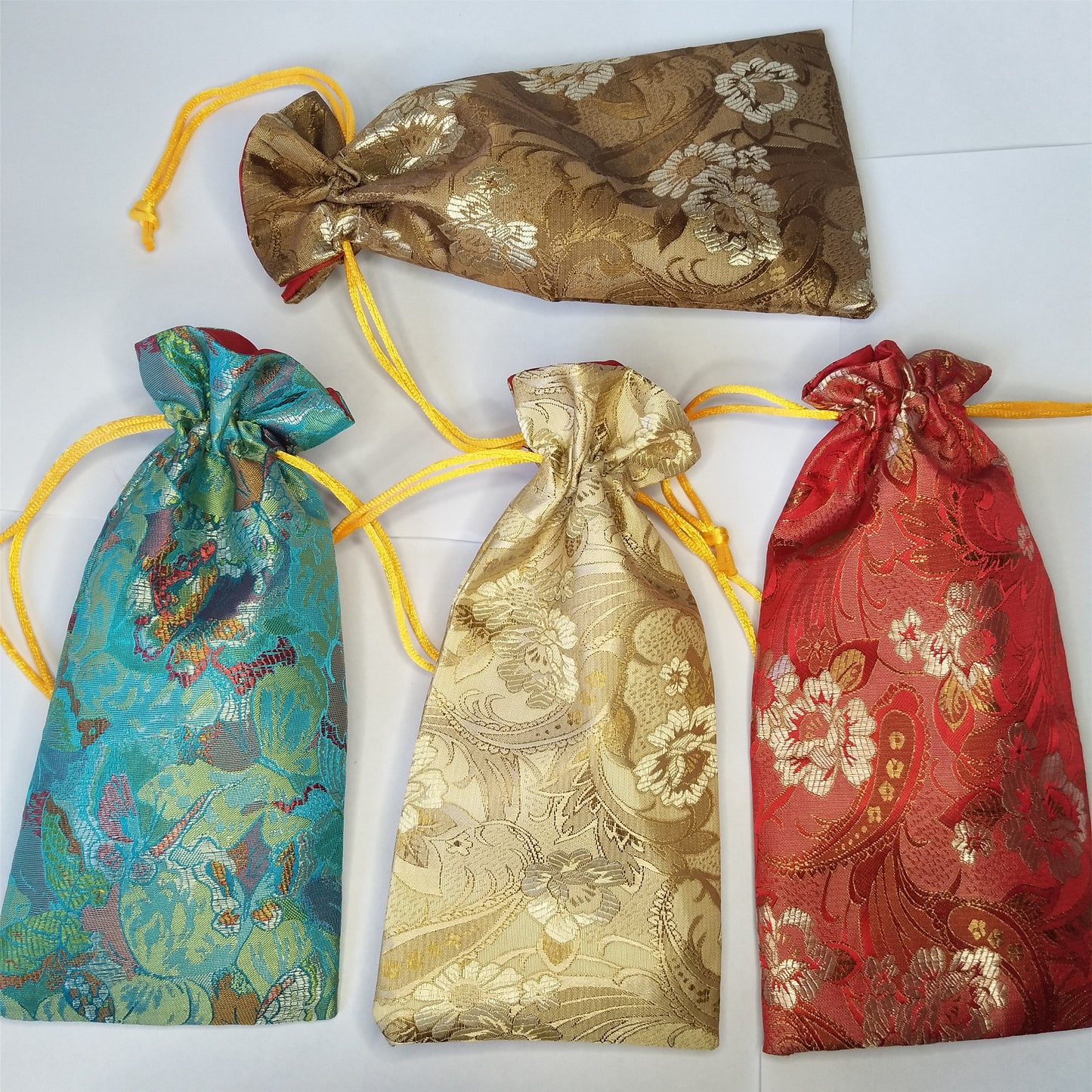 7,6 x 20,3 cm bunte chinesische Seidenbeutel, Brillentaschen, Geldmünzen, Beutel mit Kordelzug, viele traditionelle Verpackungsbeutel für Schmuck, Geschenke