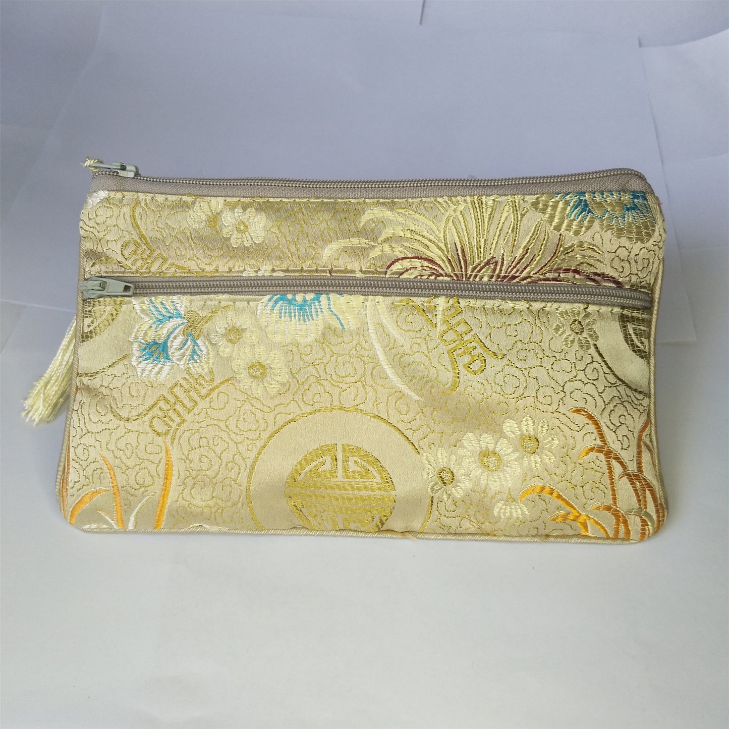 5x6.5 "pochettes en soie chinoises colorées sacs de pièces d'argent de poche avec deux fermetures éclair sac à main lot sacs d'emballage traditionnels pour cadeaux de bijoux