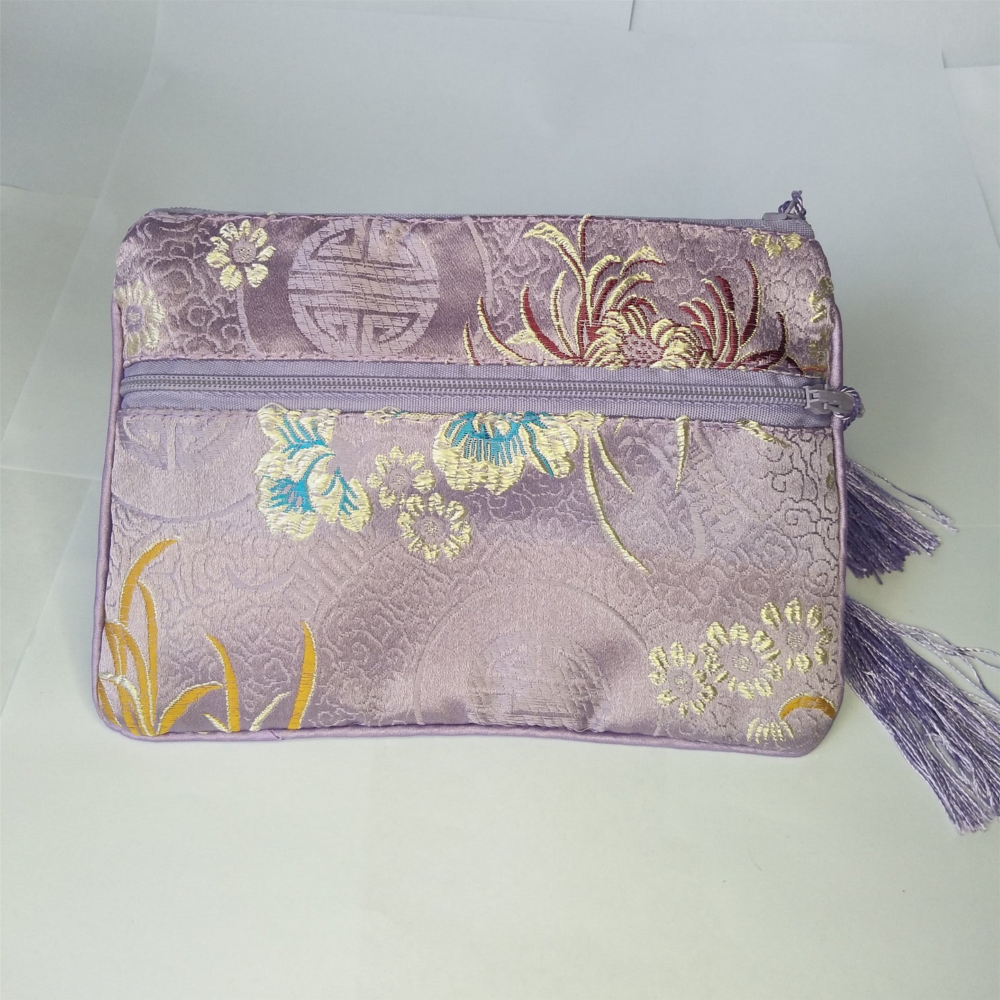 5x6.5 "pochettes en soie chinoises colorées sacs de pièces d'argent de poche avec deux fermetures éclair sac à main lot sacs d'emballage traditionnels pour cadeaux de bijoux