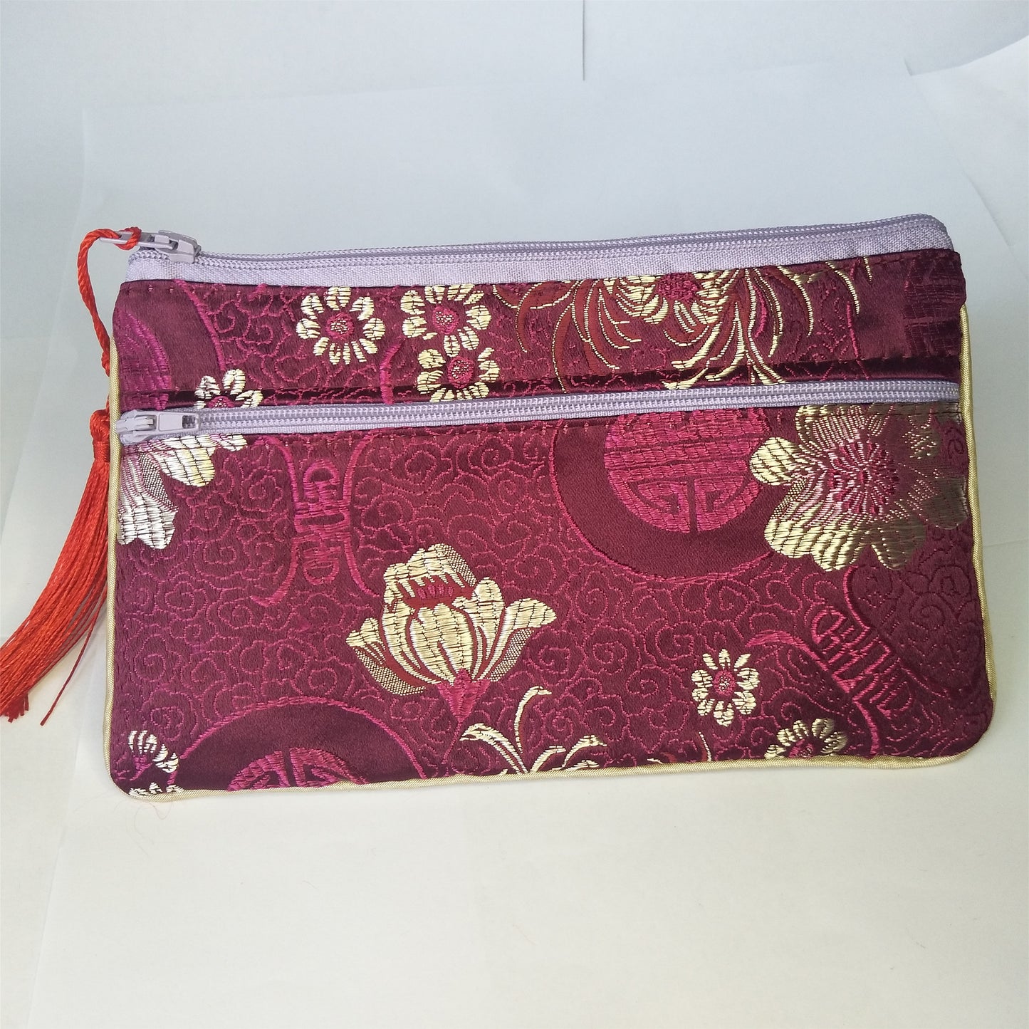 5x6.5 "pochettes en soie chinoises colorées sacs de pièces d'argent de poche avec deux fermetures éclair sac à main lot sacs d'emballage traditionnels pour cadeaux de bijoux