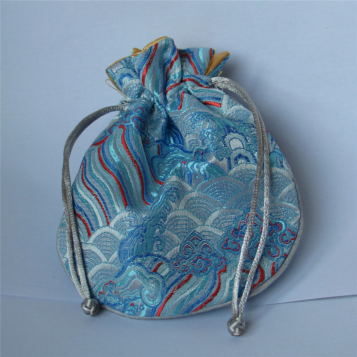 10,2 x 12,7 cm bunte chinesische Meereswellen-Seidentasche, Tasche, Geld, Münzen, Tasche mit Kordelzug, traditionelle Verpackung, Taschen für Schmuck, Geschenke