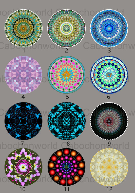 Collection de cabochons à motif mandala CWN0003