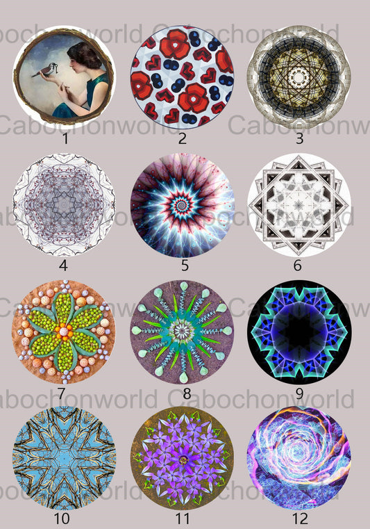 Collection de cabochons à motif mandala CWN0004