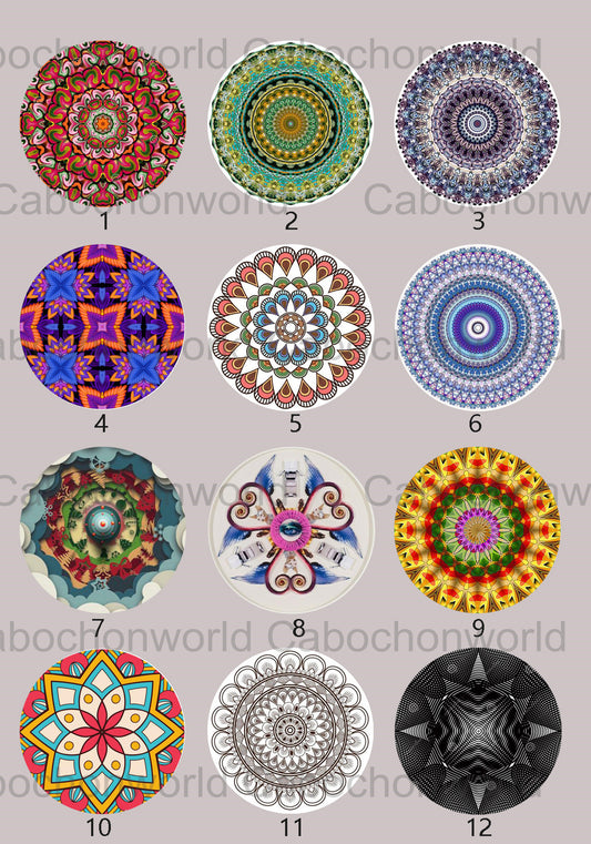 Collection de cabochons à motif mandala CWN0006