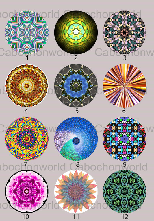 Collection de cabochons à motif mandala CWN0007