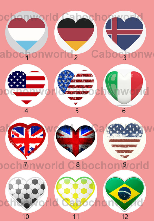 National Flag Heart Cabochon Collection CWN0021