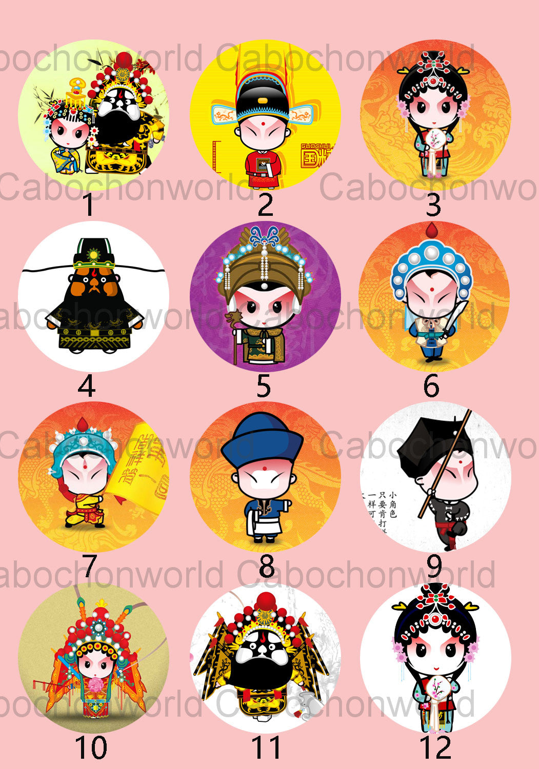 Lovely Chinese Opera Charactor Cabochon Collection CW0021