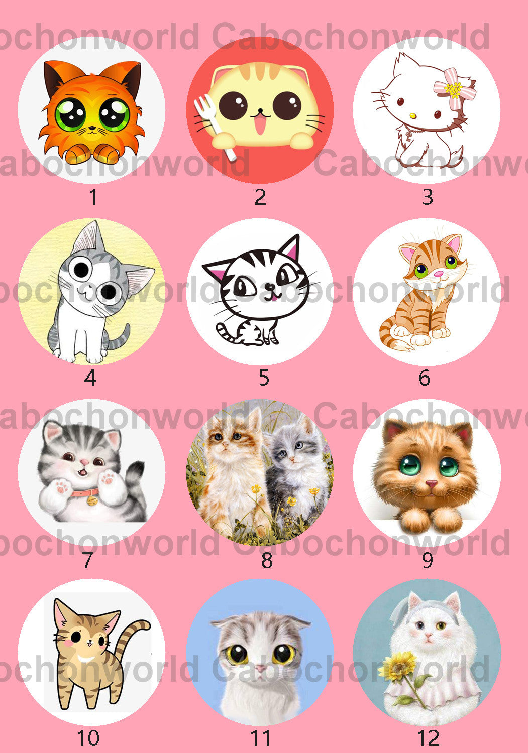 Collection de cabochons de chat mignon CWN0025