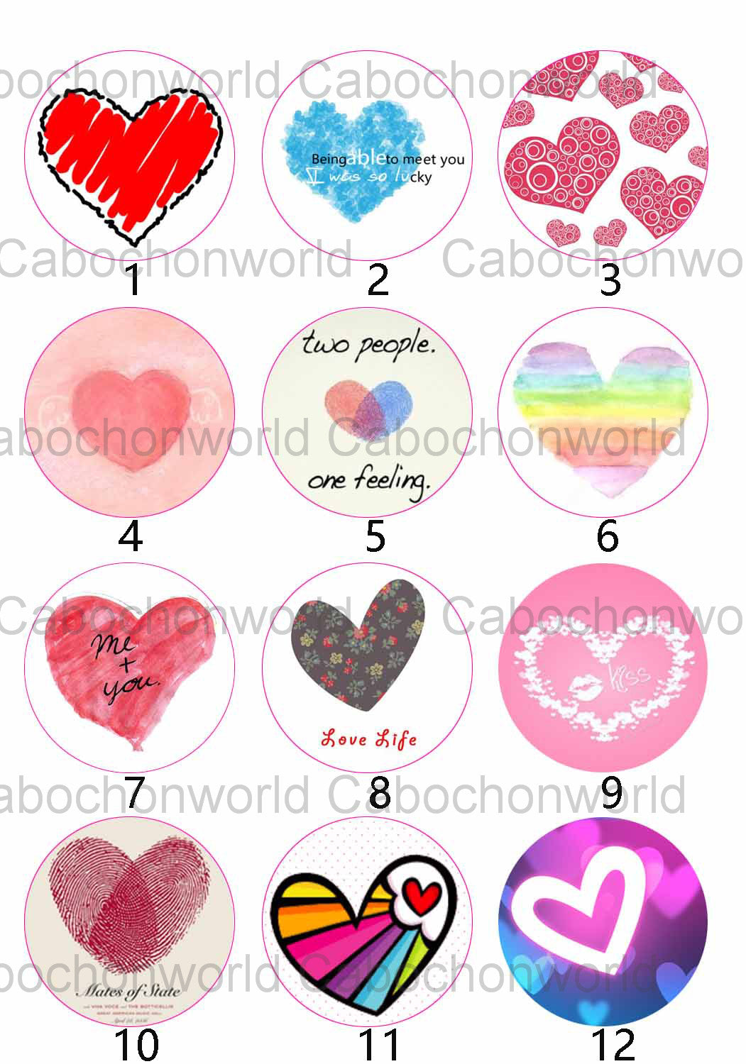 Heart Painting Cabochon Collection CW0039