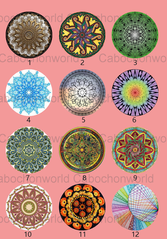 Mandala-Blumenmuster-Cabochon-Kollektion CWN0082