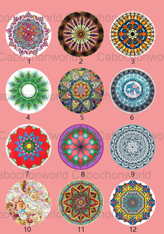 Mandala-Blumenmuster-Cabochon-Kollektion CWN0083