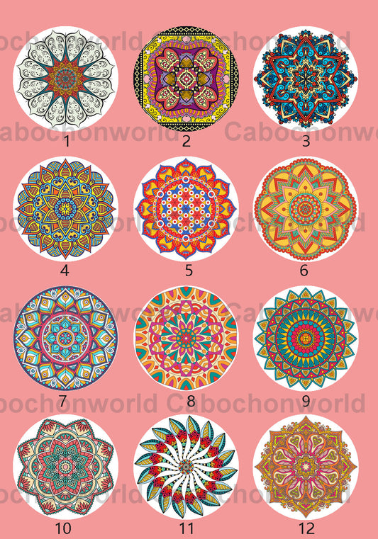 Mandala-Blumenmuster-Cabochon-Kollektion CWN0090