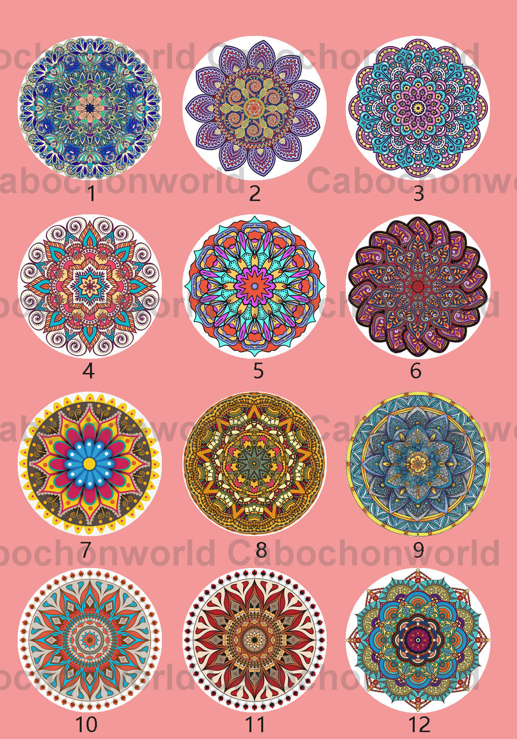 Mandala-Blumenmuster-Cabochon-Kollektion CWN0091