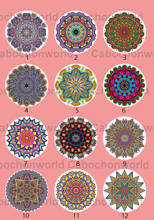 Mandala-Blumenmuster-Cabochon-Kollektion CWN0092