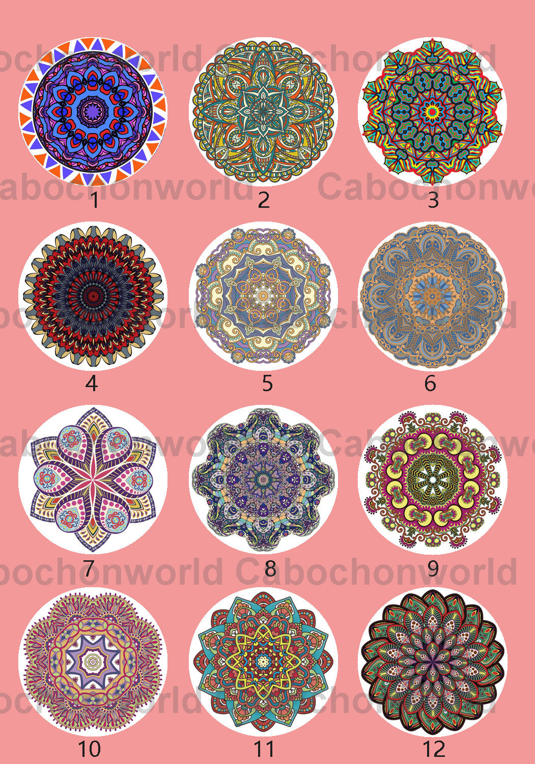 Mandala-Blumenmuster-Cabochon-Kollektion CWN0093