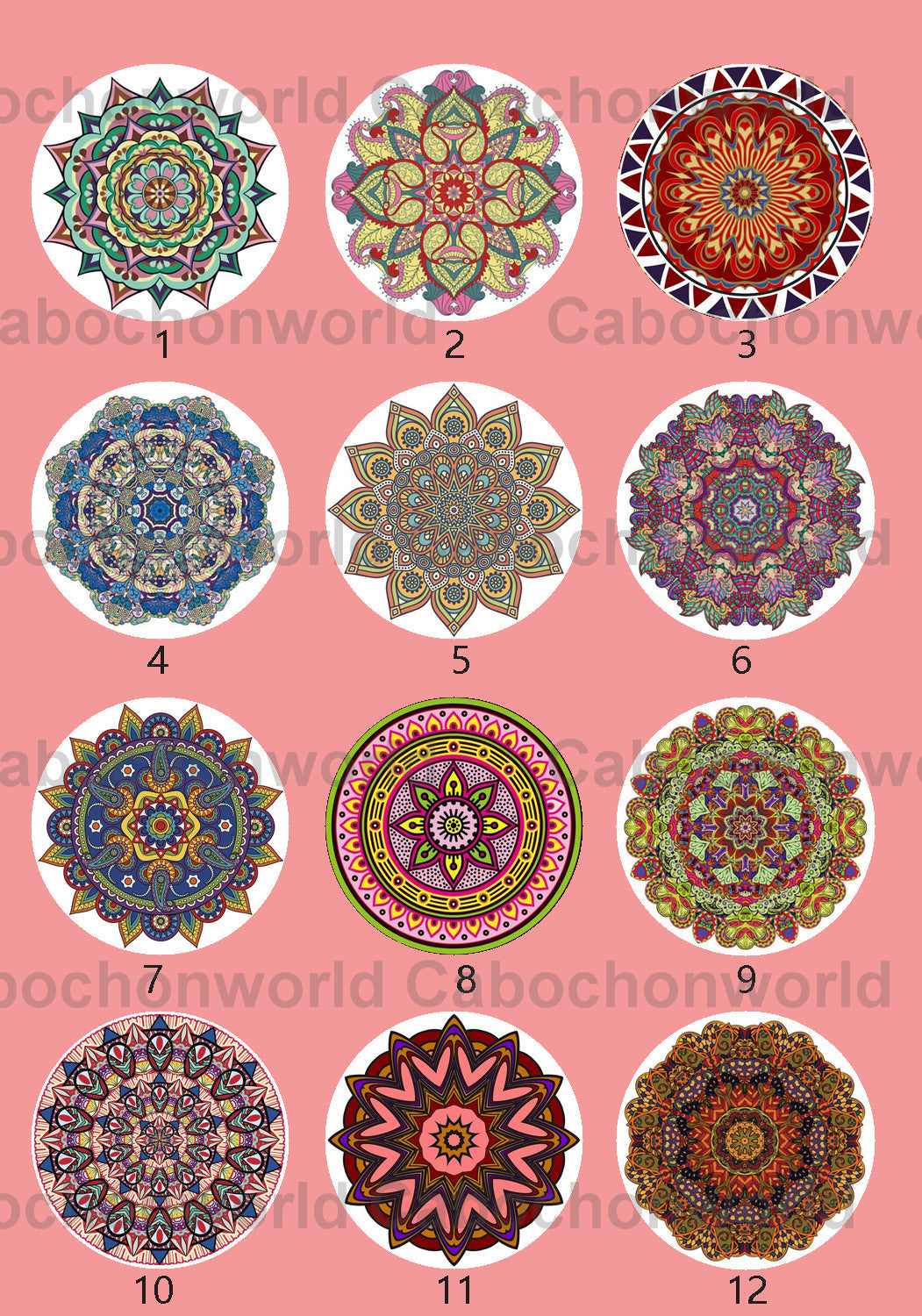 Mandala-Blumenmuster-Cabochon-Kollektion CWN0098