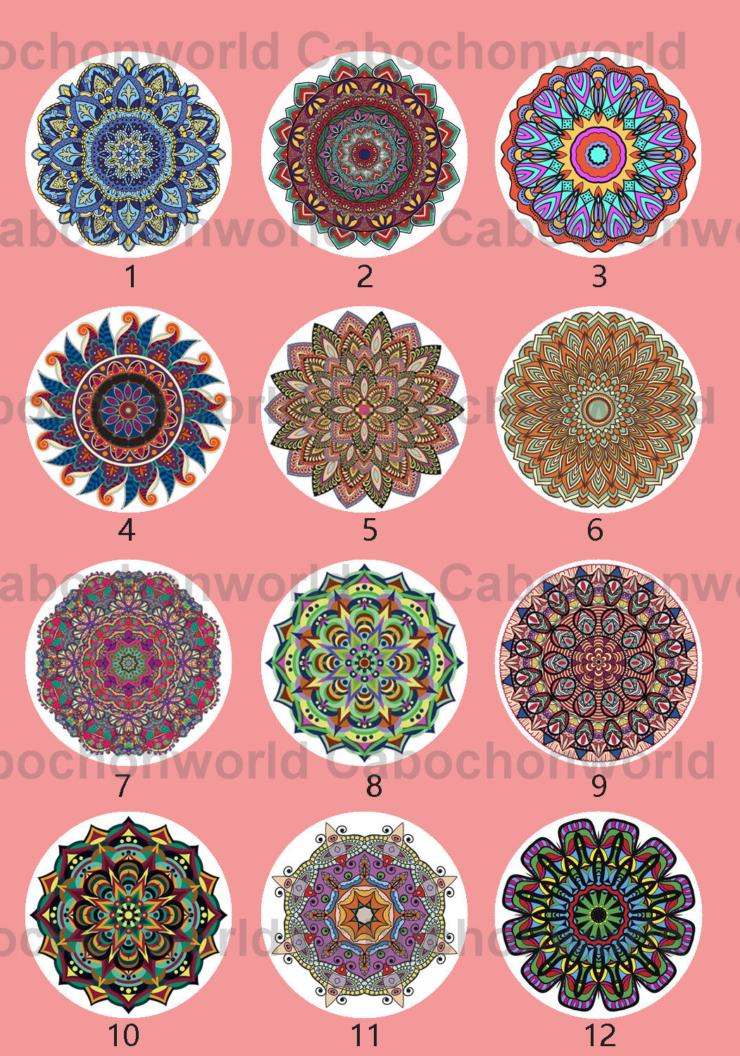 Mandala-Blumenmuster-Cabochon-Kollektion CWN0099