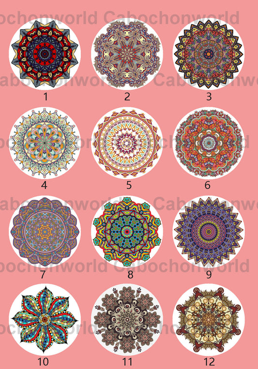 Mandala-Blumenmuster-Cabochon-Kollektion CWN0100