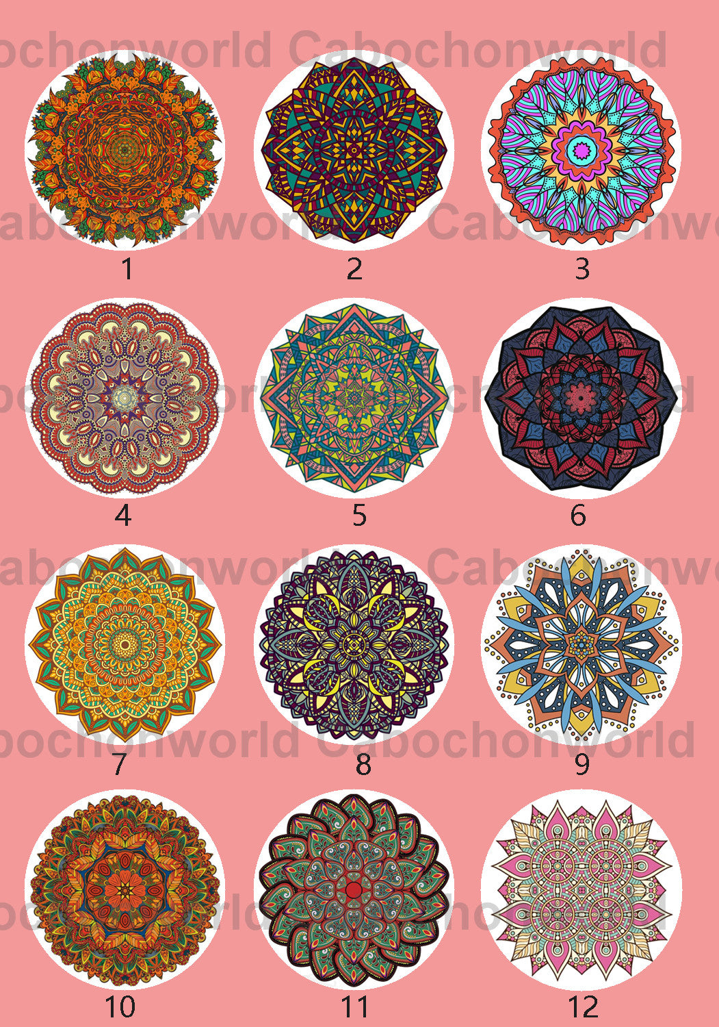 Mandala-Blumenmuster-Cabochon-Kollektion CWN0101