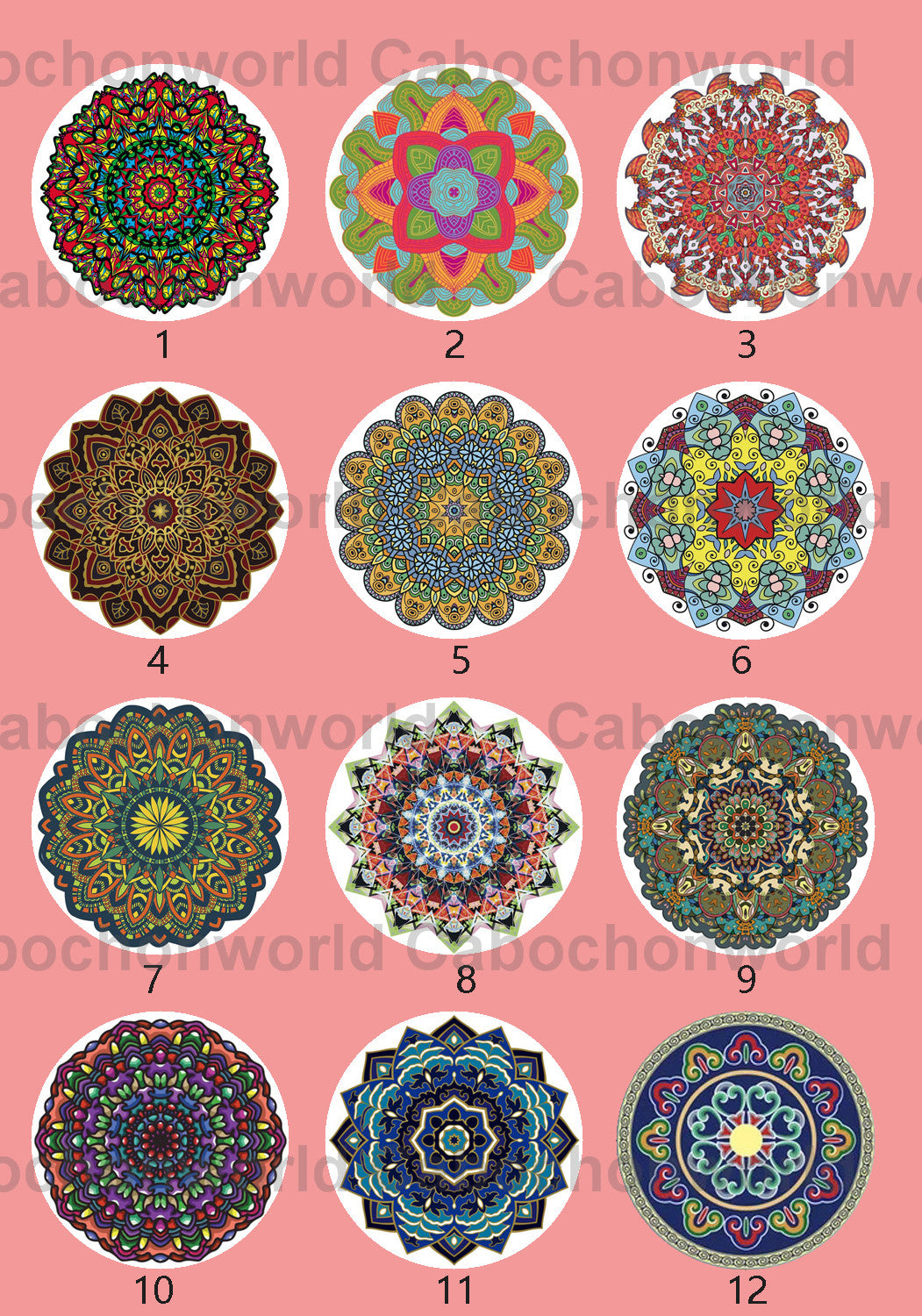 Mandala-Blumenmuster-Cabochon-Kollektion CWN0102