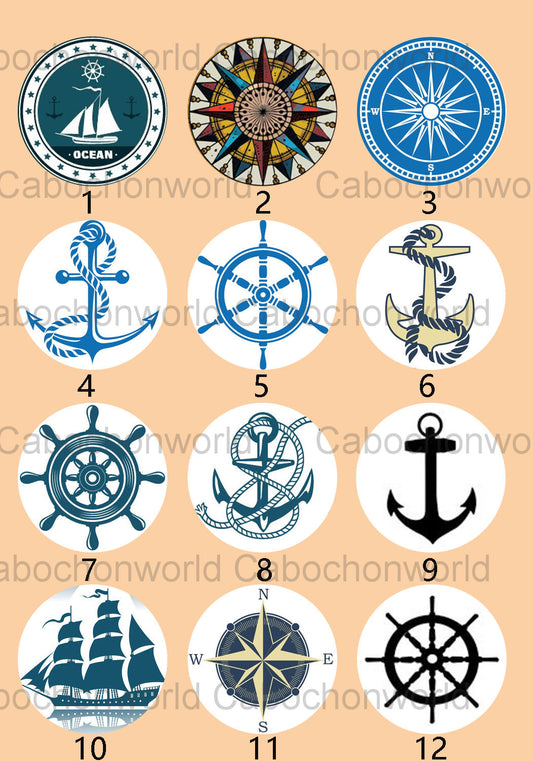 Anchor Helm Rudder Cabochon Collection CW0114