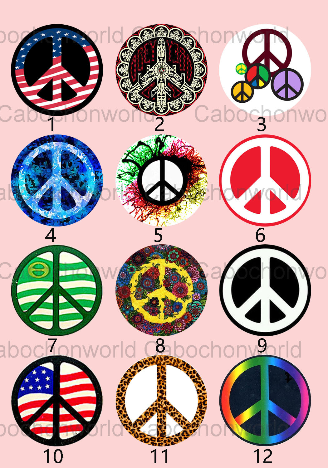 Various Peace Symbol Cabochon Collection CW0118