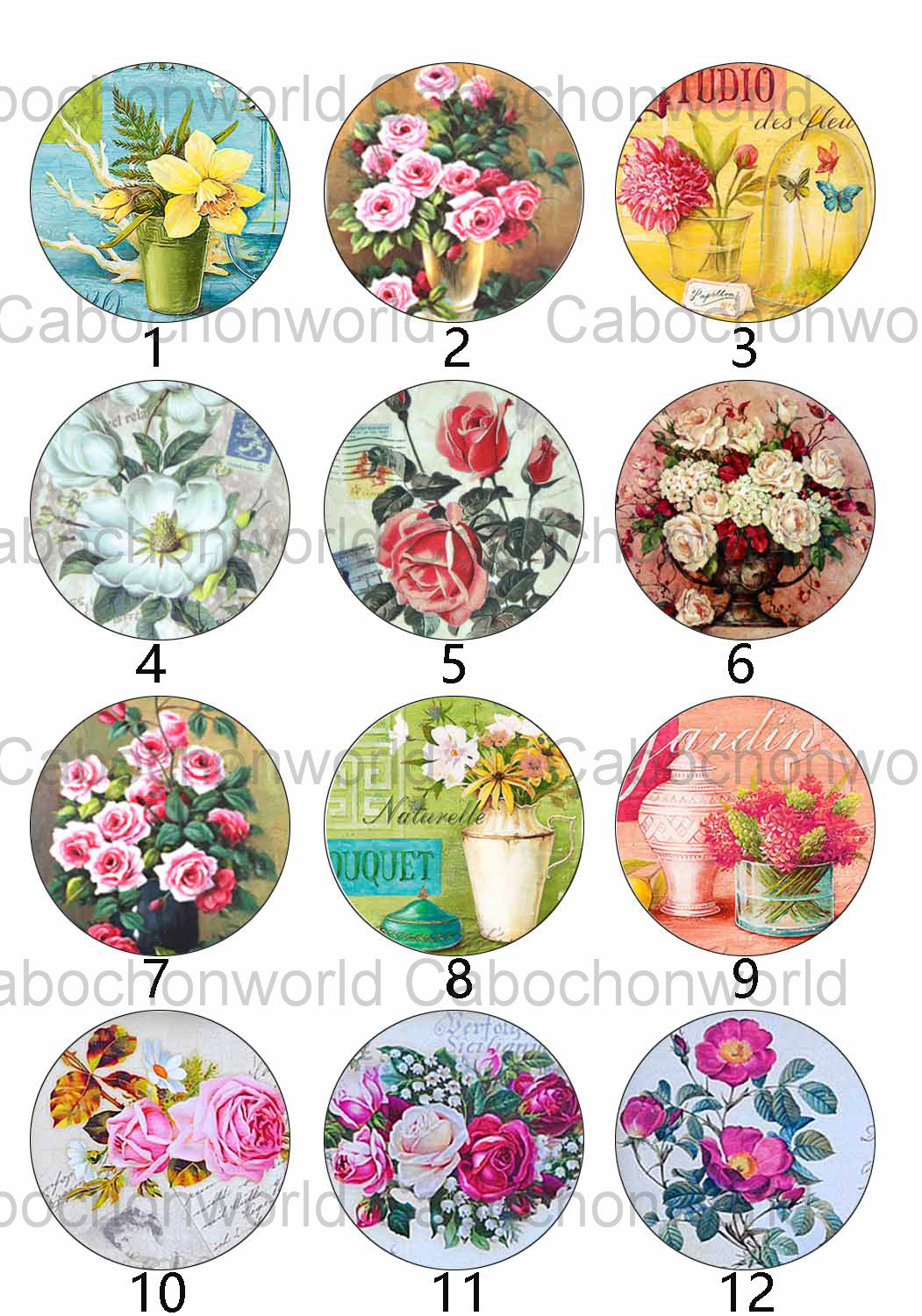 Various Floral Painting Cabochon Collection CW0121