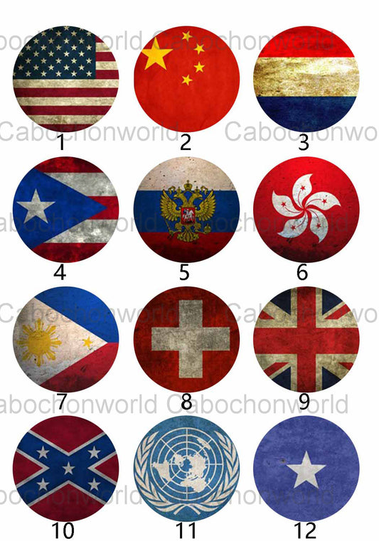 Vintage Flag Painting Cabochon Collection CW0124