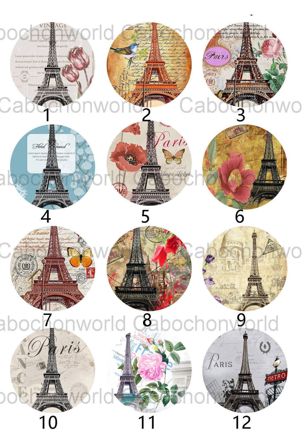 Eiffel Tower Painting Cabochon Collection CW0125