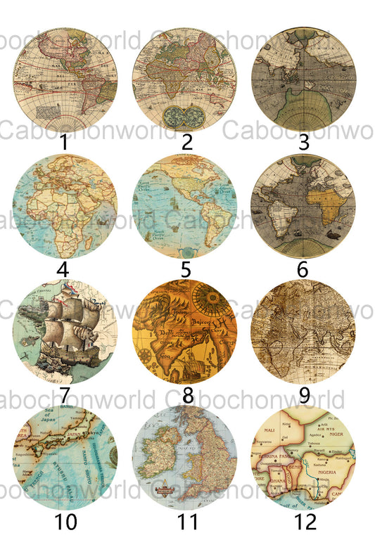 Vintage Shipping Map Cabochon Collection CW0127