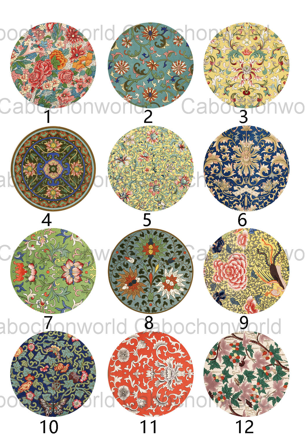 Porcelain Pattern Cabochon Collection CW0142