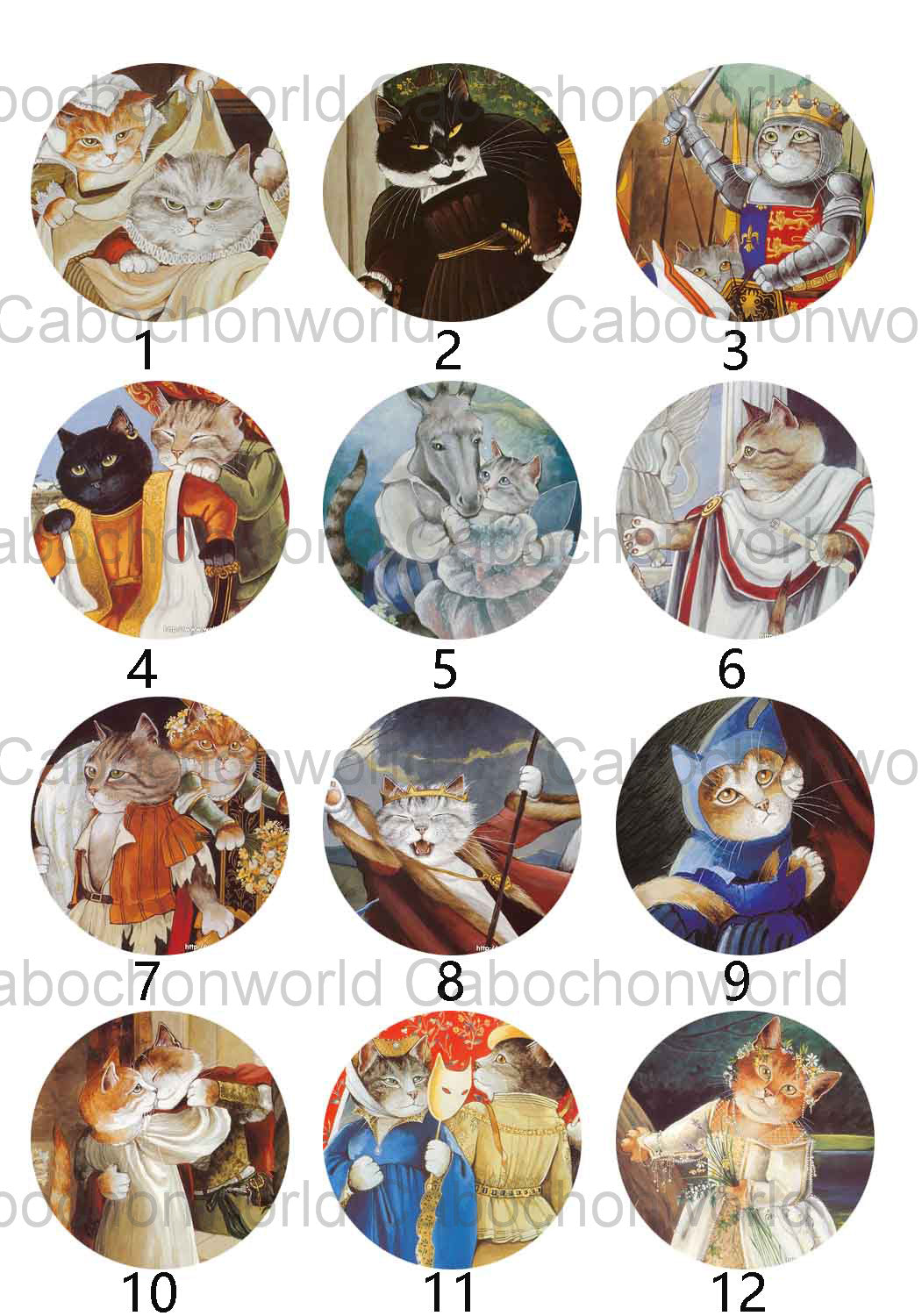 Peinture de déguisement de chat Noble, Collection de cabochons CW0148