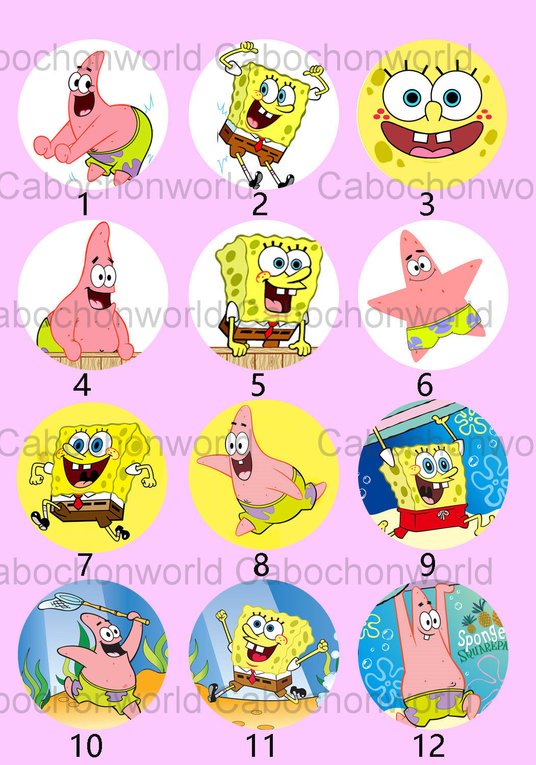 Cartoon SpongeBob Cabochon Collection CW0154