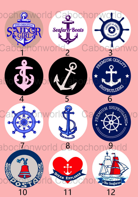 Sailing Anchor Helm Rudder Cabochon Collection CW0156