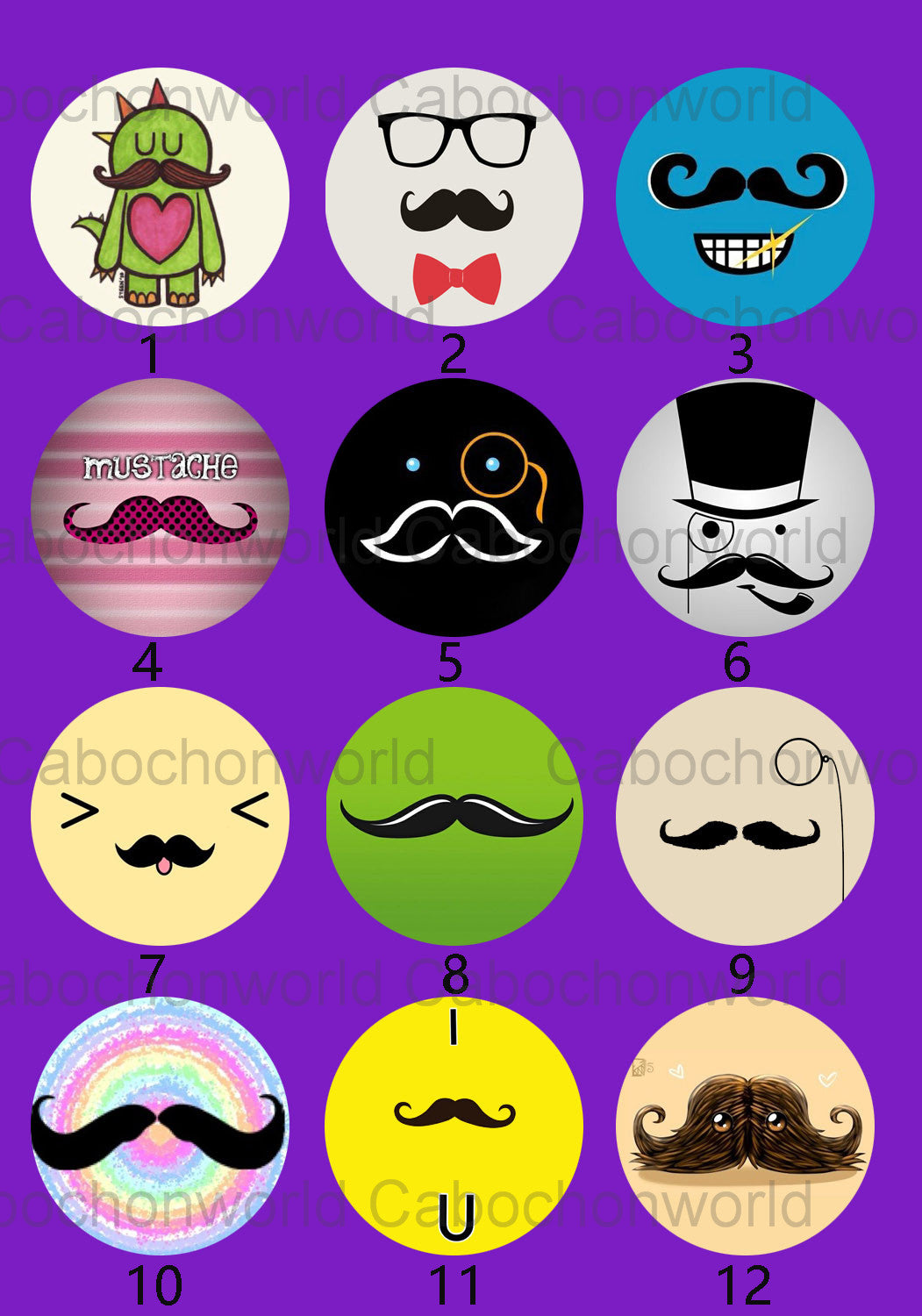 Various Mustache Cabochon Collection CW0166