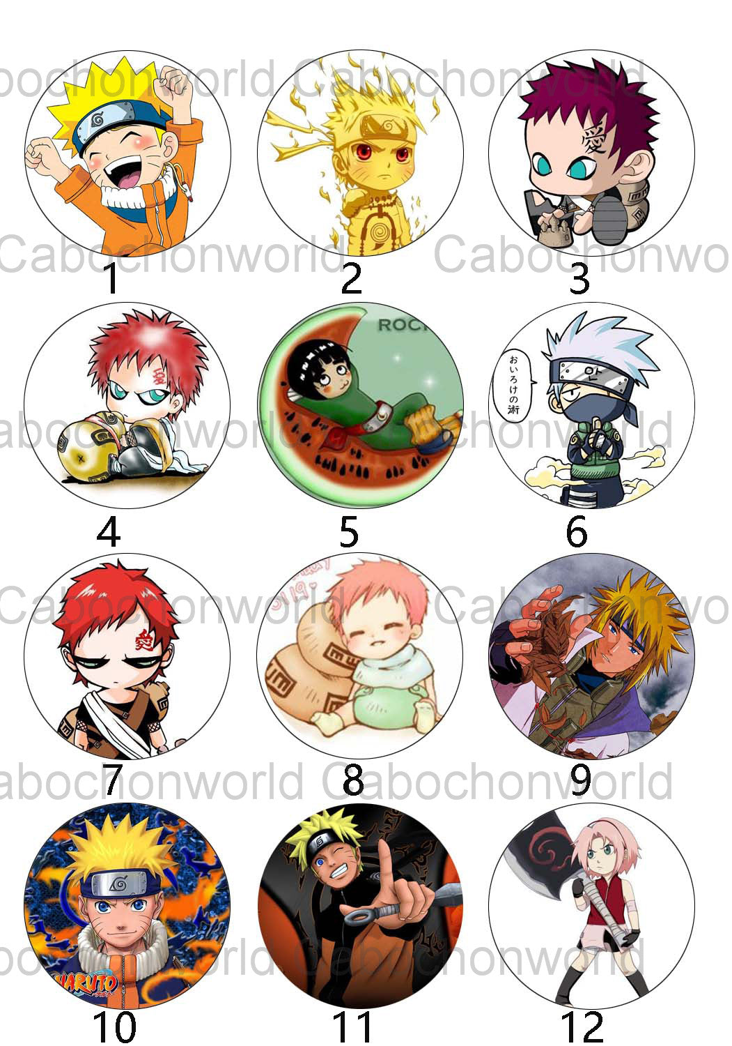 Collection de cabochons de bande dessinée NARUTO CW0180