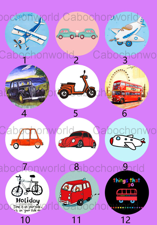 Various Vehicle Painting Cabochon Collection CW0184