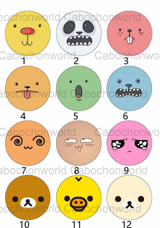 Cartoon Animal Face Cabochon Collection CW0218