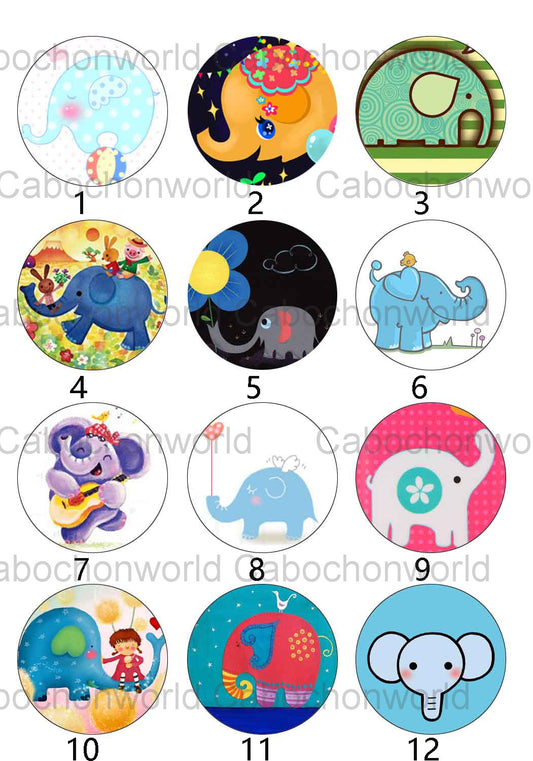 Various Cartoon Elephant Painting Cabochon Collection CW0221