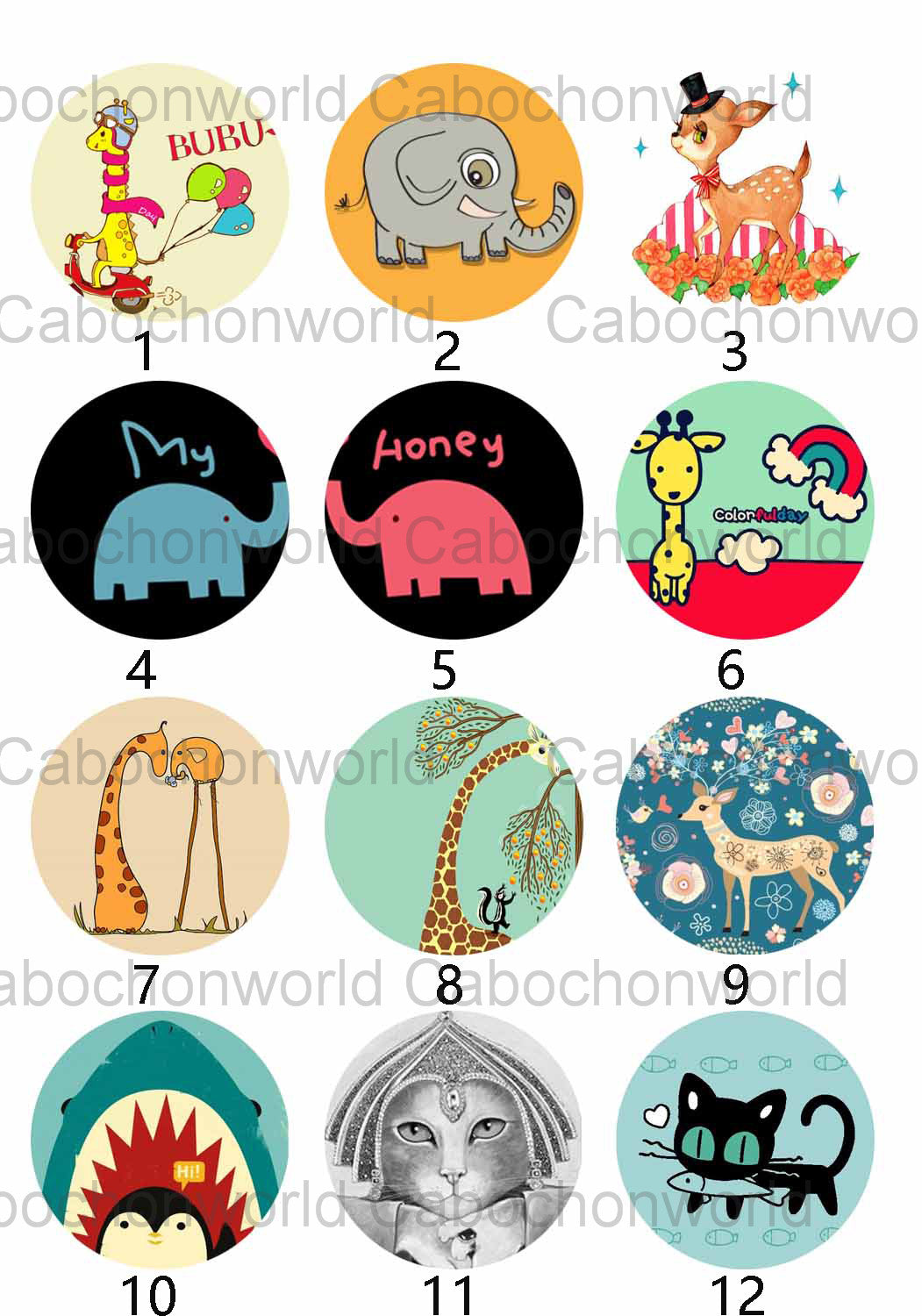 Various Cartoon Animal Painting Cabochon Collection CW0222