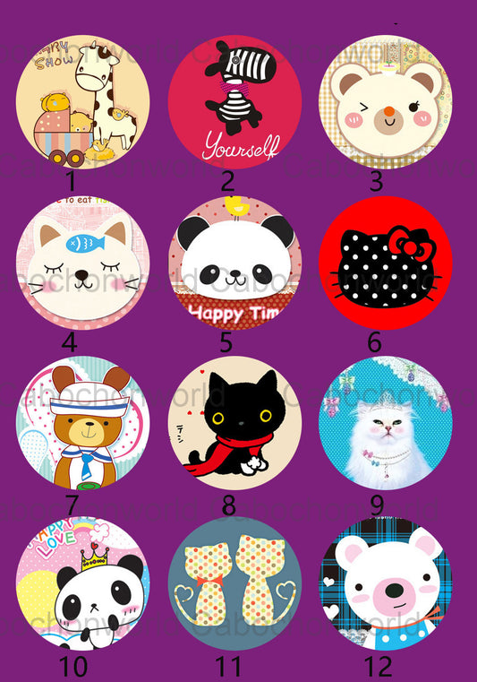 Cartoon Animal Painting Cabochon Collection CW0226