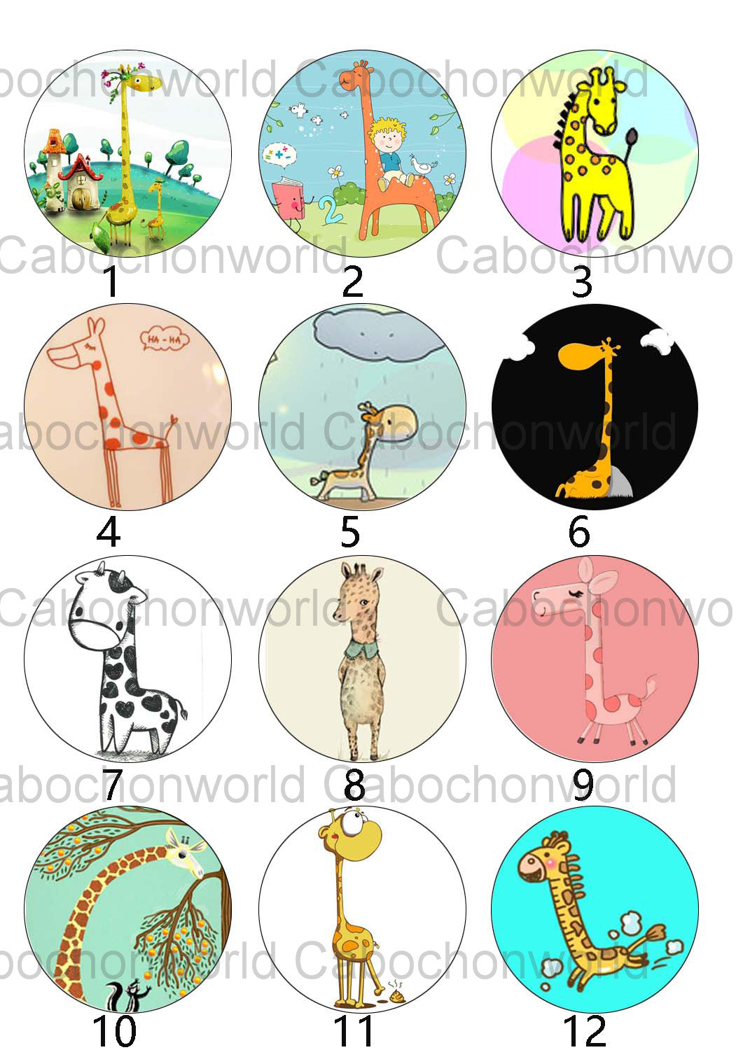 Cartoon Giraffe Cabochon Collection CW0235