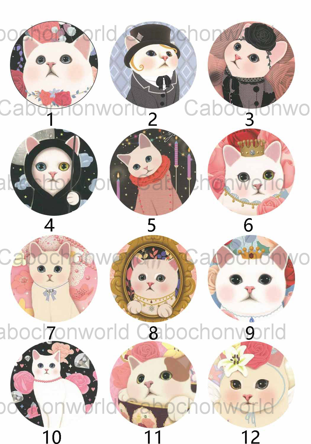 Collection de cabochons chat minou CW0266