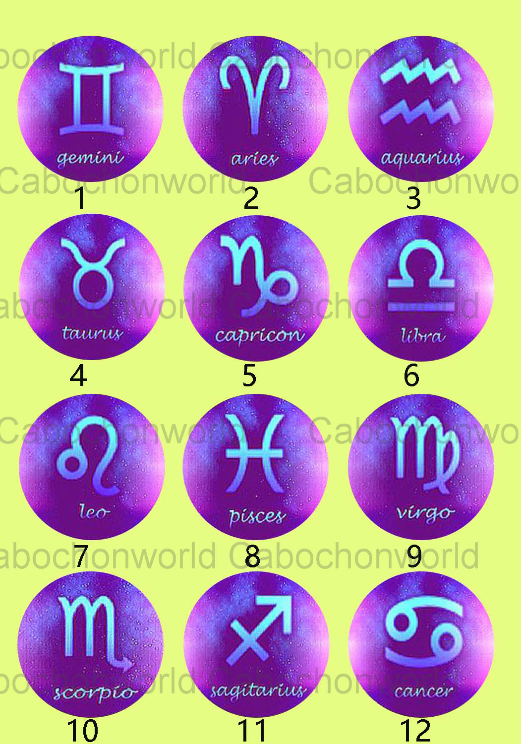 Zodiac Symbol Cabochon Collection CW0295