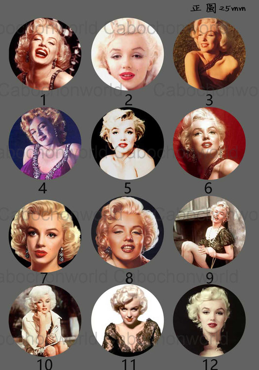 20th Century Famous Star Hepburn Monroe Vintage Photo Cabochon Collection CW0297