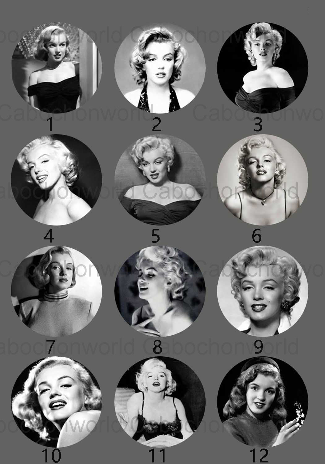 20th Century Famous Star Hepburn Monroe Vintage Photo Cabochon Collection CW0298