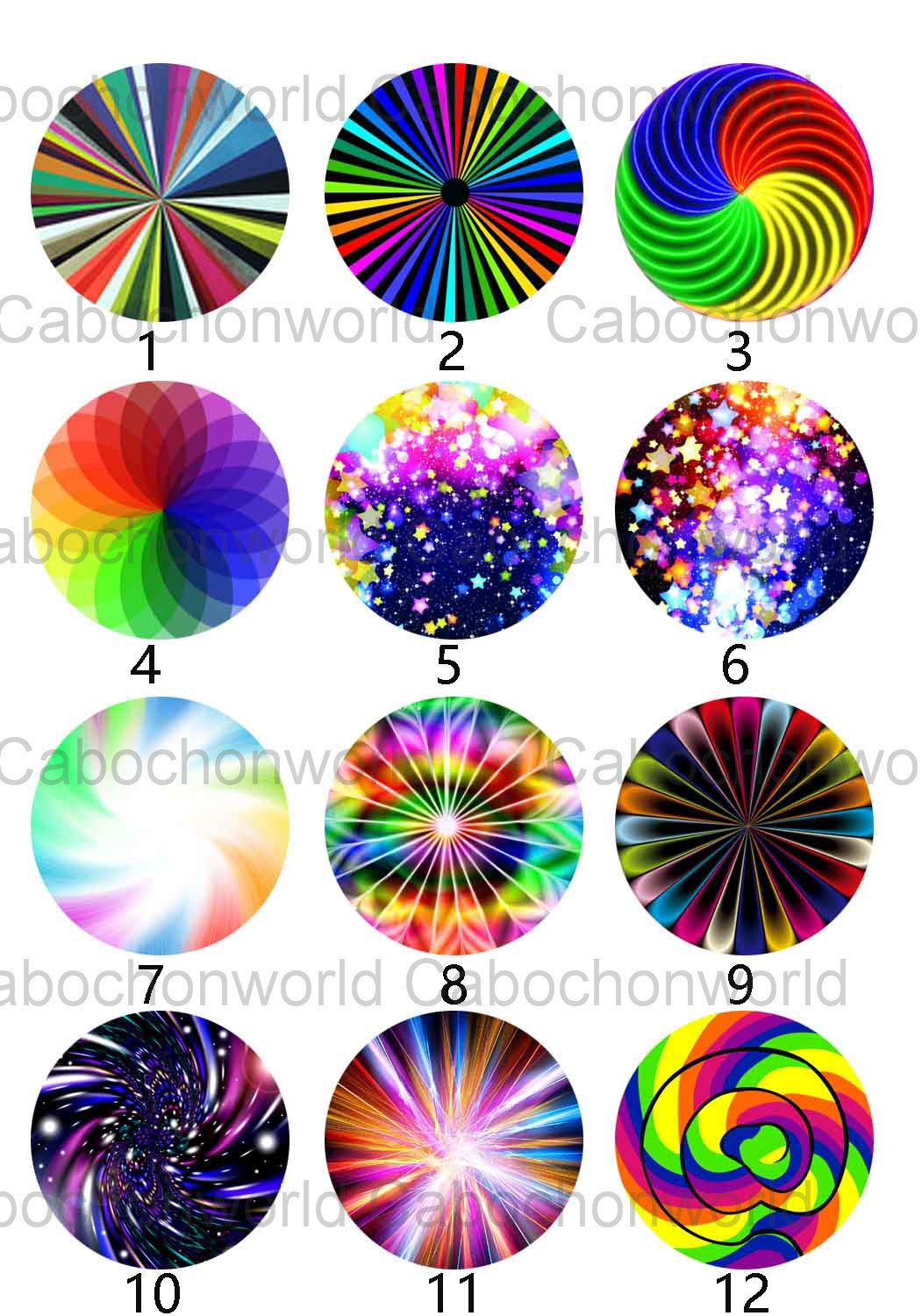 Colorful Sparkle Pattern Cabochon Collection CW0300