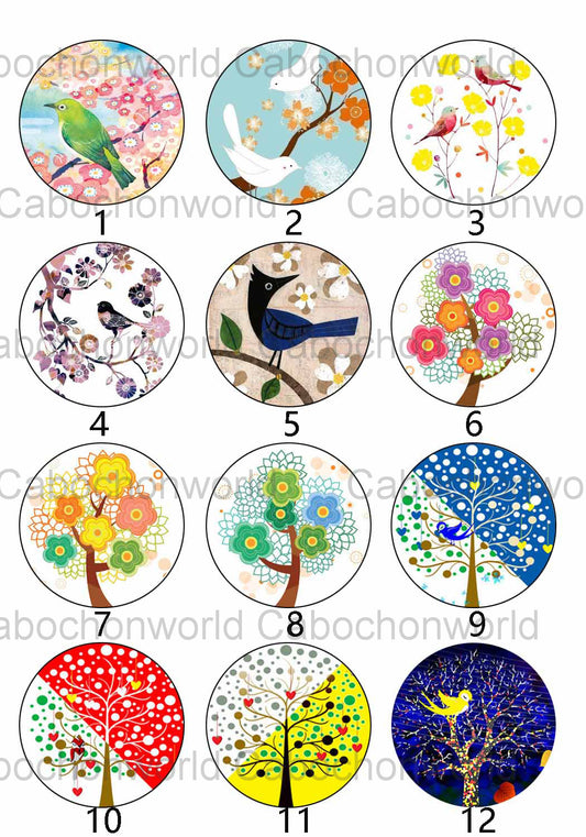 Tree Drawing Cabochon Collection CW0321