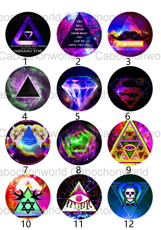 Collection de cabochons triangulaires colorés CW0328