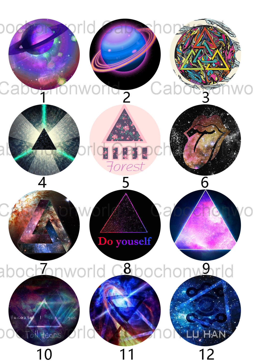 Collection de cabochons Triangle Magique CW0342